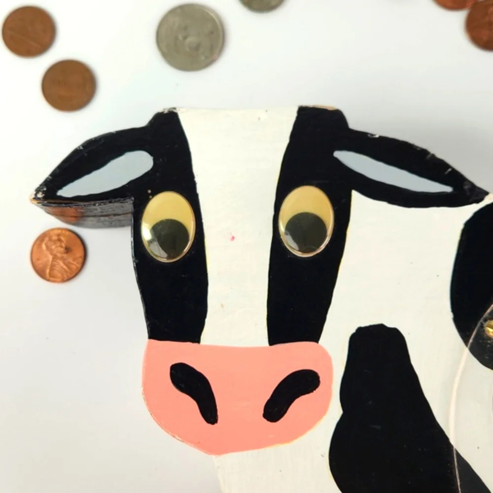 Handmade HIEFER COIN BANK EUC holds Your MOOLAH